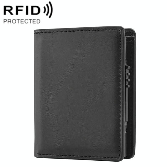 Rfid Blocking Short Wallet With Automatic Pop Up - Black