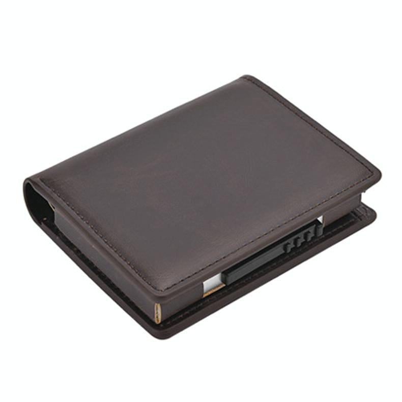 Rfid Blocking Short Wallet With Automatic Pop Up - Dark Brown